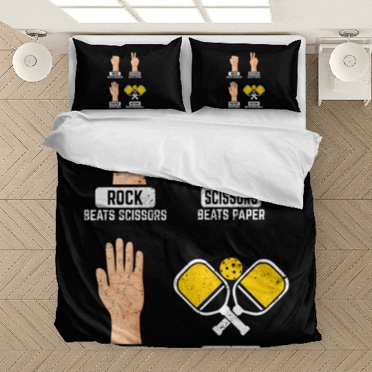 Rock Paper Scissors Nothing Beats Pickleball Playe Bedding Sets