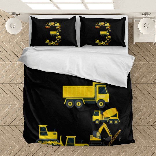 Construction Trucks 3rd Birthday 3 Year Old Boys Bedding Sets