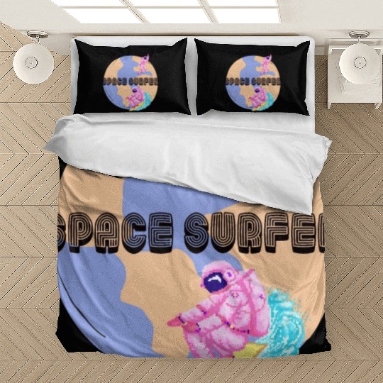 Space Surfer Two Astronauts and Planet Earth Bedding Sets
