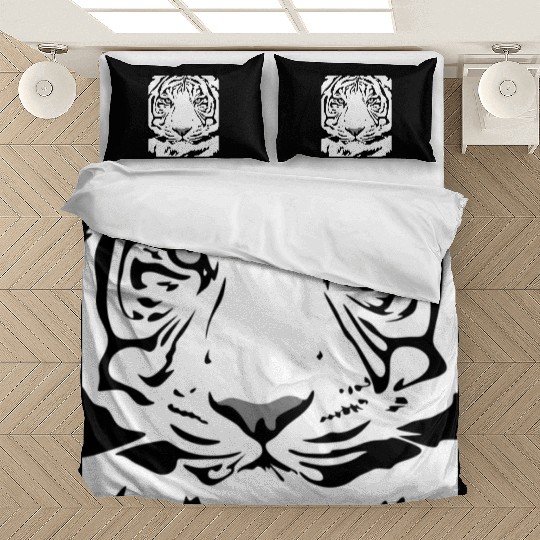 White Tiger Face Tattoo Bedding Sets