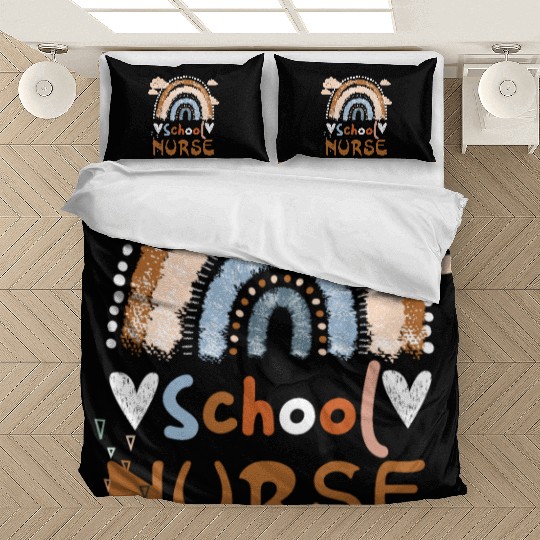 Cute Rainbow Leopard Print School Nurse Bedding Sets