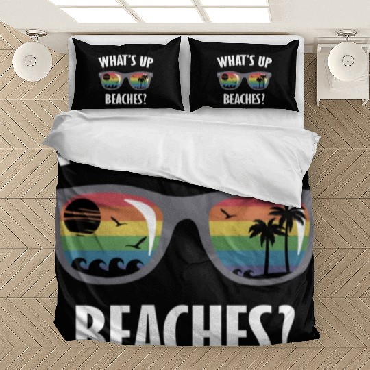 Whats up beaches funny beach gay family vacation Bedding Sets