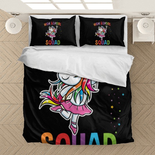 High School Squad Unicorn Back To School Bedding Sets