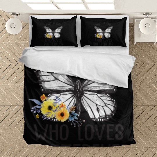 Just A Girl Who Loves Butterflies Cute Flowers Bedding Sets