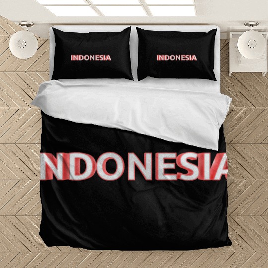 text indonesia red and white color bold style 3d Bedding Sets