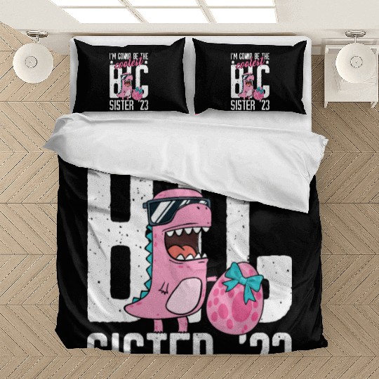 Coolest Big Sister 2023 Baby Pregnancy Dino Girls Bedding Sets