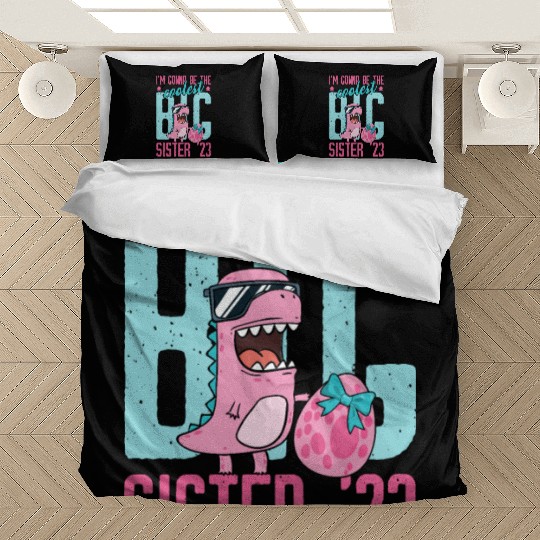 Coolest Big Sister 2023 Baby Pregnancy Dino Girls Bedding Sets