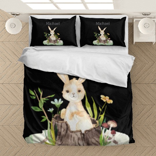 Waldtier Reh Hase Hedgehog Flowers Name Michael Bedding Sets