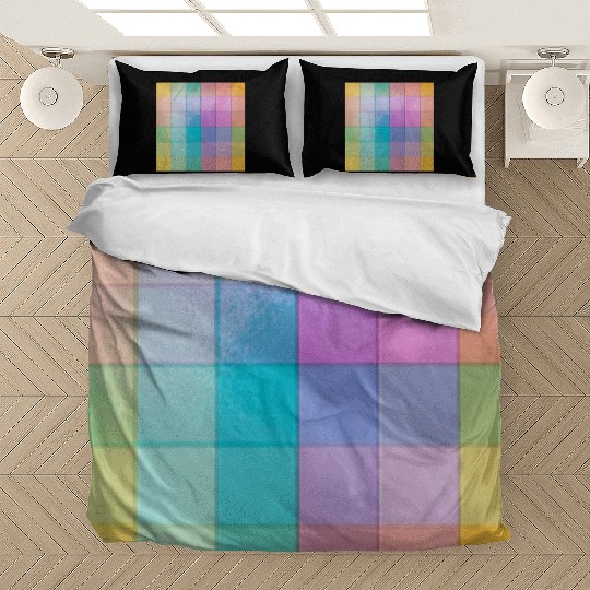 Rainbow Shimmer Multi Squares Pattern Bedding Sets