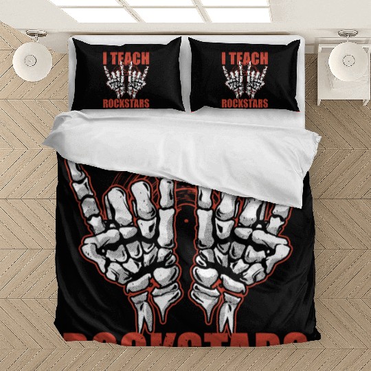 I Teach Rockstars Rock and Roll Skeleton Music Tea Bedding Sets
