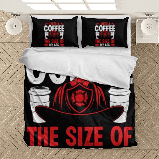 Firefighter Coffee size my Ass Night Shift Firemen Bedding Sets