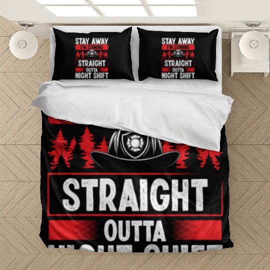 Funny Night Shift Firemen Humor Firefighter Bedding Sets