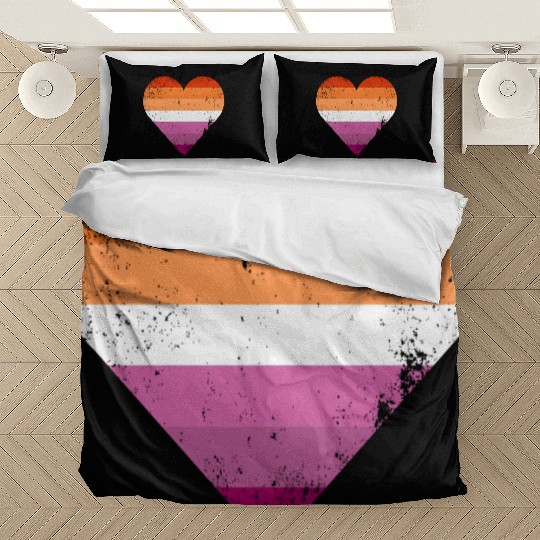 Lesbian Pride Heart Flag Bedding Sets