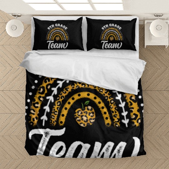 9th Grade Team Leopard Rainbow Back To School Bedding Sets