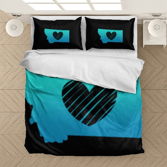 Montana Map Heart Bedding Sets