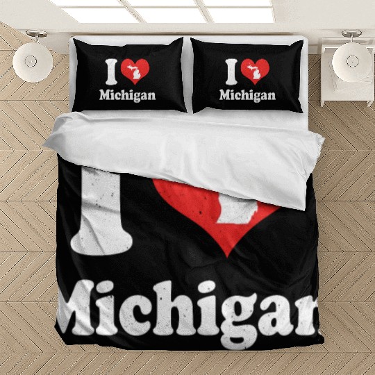 America Citizen US State Love I Heart Michigan Bedding Sets