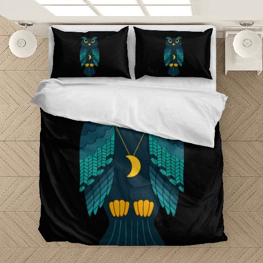 blue owl wild bird Bedding Sets