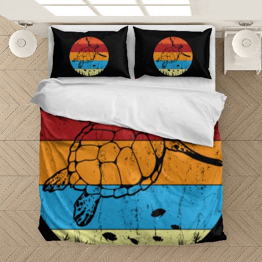 Retro Sea Turtle For Turtle Lover Bedding Sets