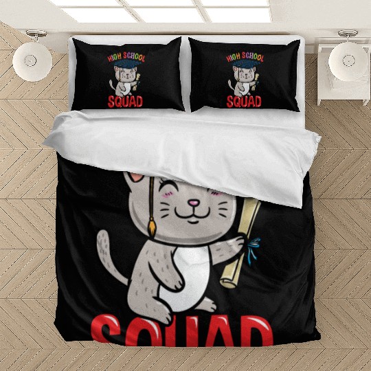 High School Squad Cat Back To School Bedding Sets