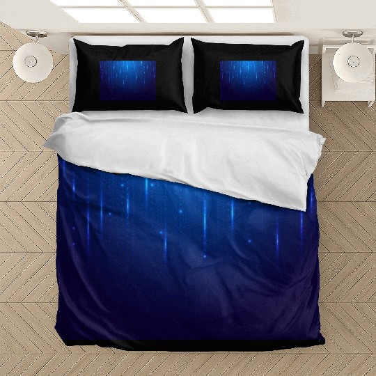 Navy Blue Glowing Neon Dots Bedding Sets