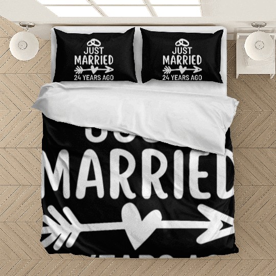 Just Married 24 Years Ago Wedding Anniversary Bedding Sets