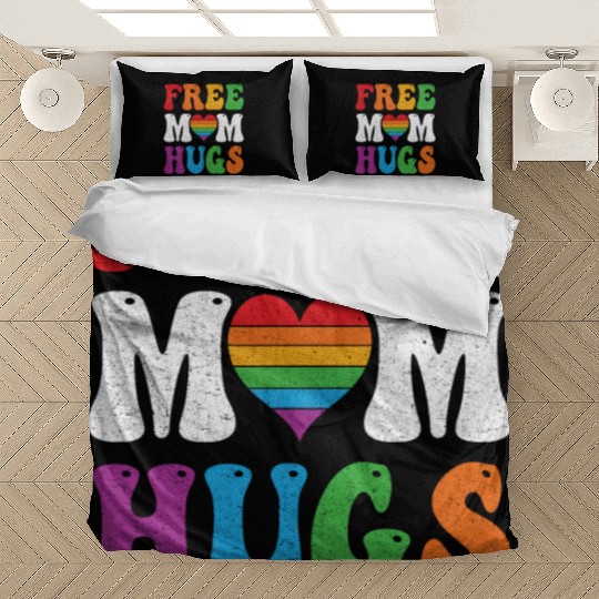 Free Mom Hugs Pride Bedding Sets Rainbow Heart LGBT Pride