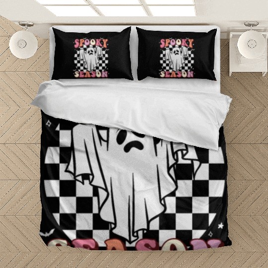 Spooky Season Halloween Vintage Text Design Bedding Sets
