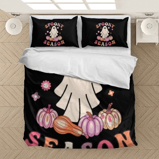 Spooky Season Cute Retro Pumpkin Ghost Gift Kids Bedding Sets