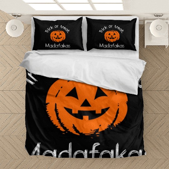 Halloween smiling pumpkin trick or treat madafakas Bedding Sets