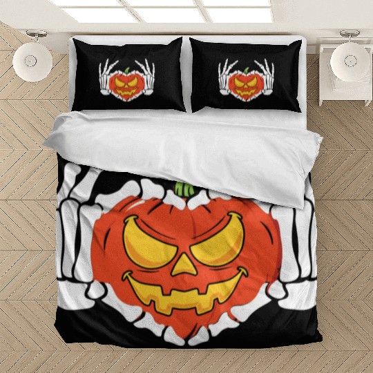 Skeleton Hand Heart Sign Funny Halloween Bedding Sets