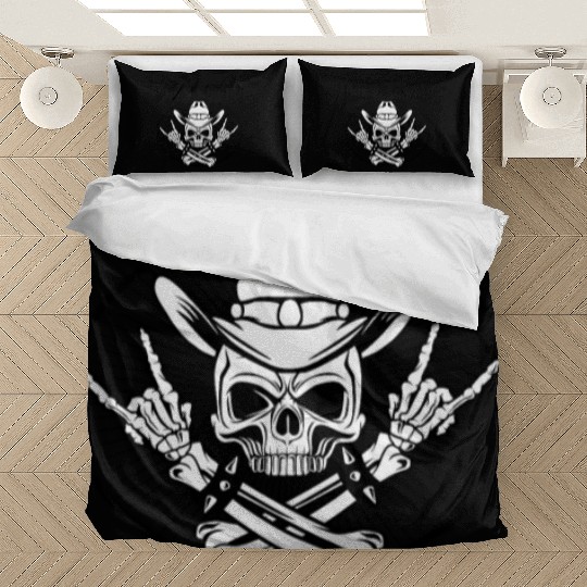 Halloween Cowboy Skeleton Rocker Hand Rock Bedding Sets