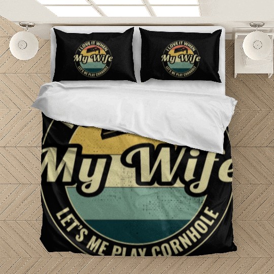 Cornhole Bean Bag Toss Lawn Game Husband Wife Bedding Sets