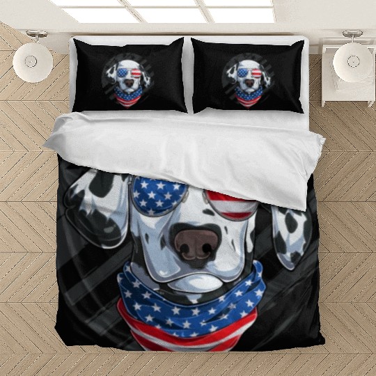 Patriotic Dalmatian Dog Lover 4th of July Bedding Sets