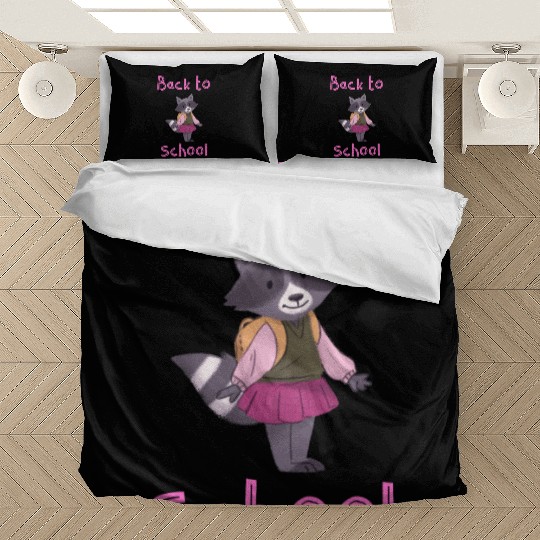 Girl raccoon back to school Bedding Sets