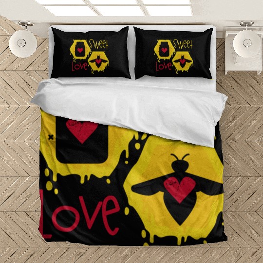 Sweet love yellow honey bee Bedding Sets