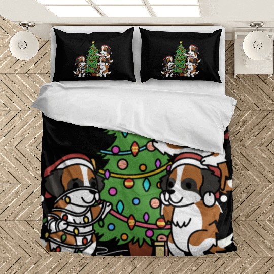 Saint Bernard Christmas Tree Bedding Sets