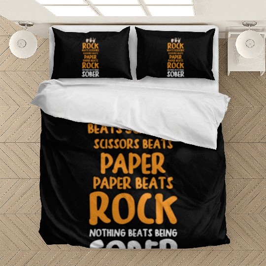 Sobriety Gift for Men or Women Rock Paper Scissors Bedding Sets