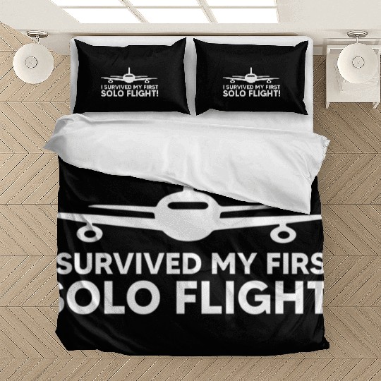 I Survived My First Solo Flight Funny New Pilot Bedding Sets