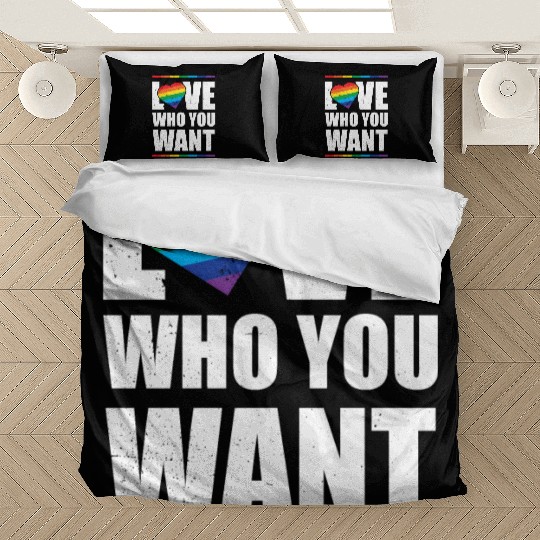 LGBT Love Who You Want Gay Pride Rainbow Heart Bedding Sets