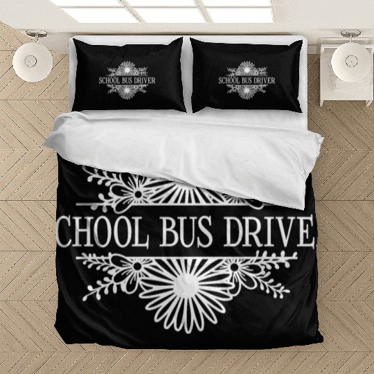 Schoolbus driver, floral school bus Bedding Sets
