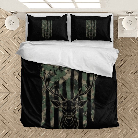 Silhouette of a deer with camouflage american Bedding Sets