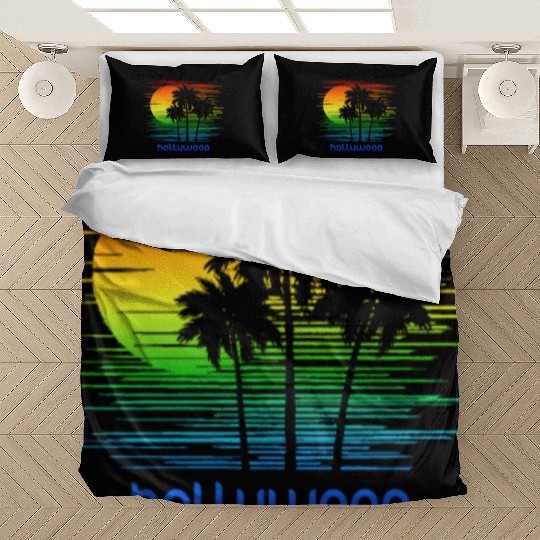 Hollywood California LGBTQ Rainbow Flag Pride Bedding Sets