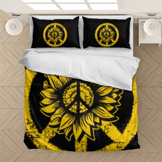 Sunflower Peace Sign Hippie LGBT Bedding Sets