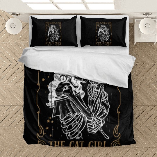 Cat Girl Tarot Card Occult Club Gothic Animal Bedding Sets