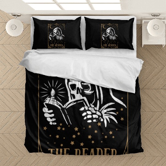 Skeleton Book Reader Tarot Card Occult Club Gothic Bedding Sets