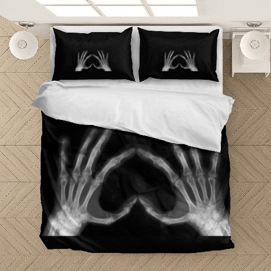 Skeleton Hand Heart Sign Bones Funny Halloween Bedding Sets