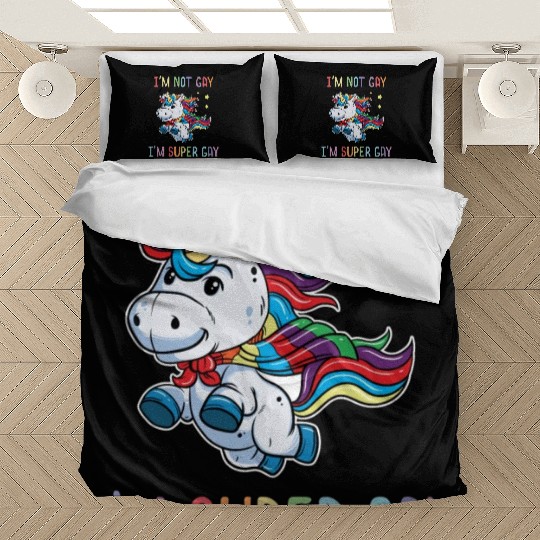 LGBT Funny Rainbow Unicorn Super Gay Lesbian Pride Bedding Sets