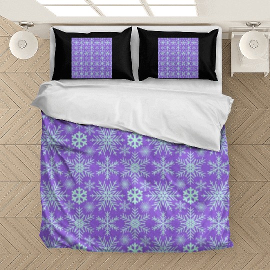 Modern Snowflakes Pattern Purple Blue Bedding Sets