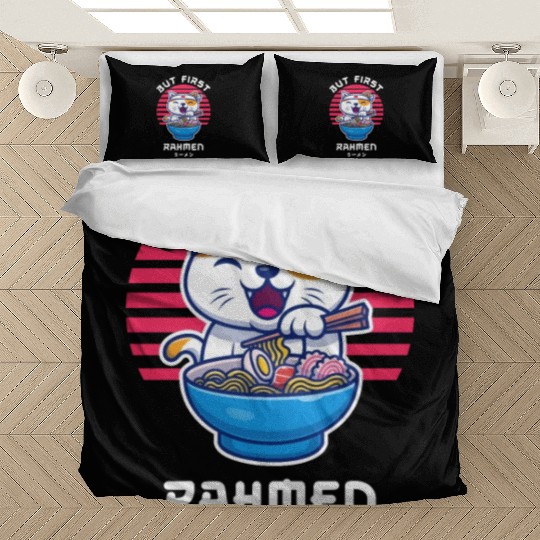 But First Ramen Cat Japan Kawaii Bedding Sets