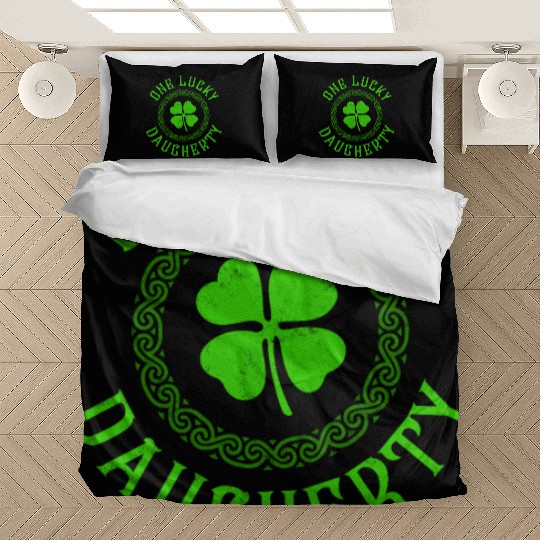 One Lucky Daugherty Irish Family 4 Leaf Clover Bedding Sets